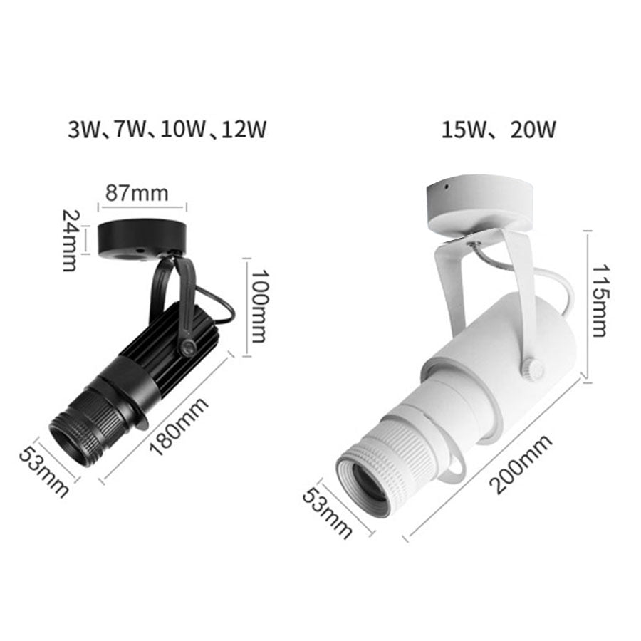 Spot LED COB Orientable Plafond 15W 20W Surface Noir Blanc