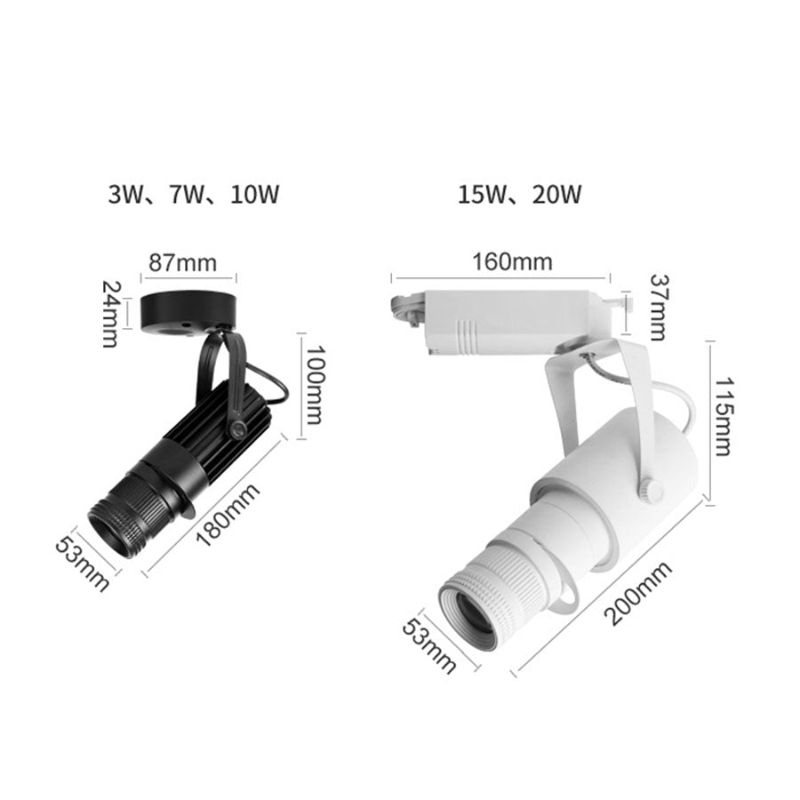 Spot LED COB Orientable Plafond 15W 20W Surface Noir Blanc