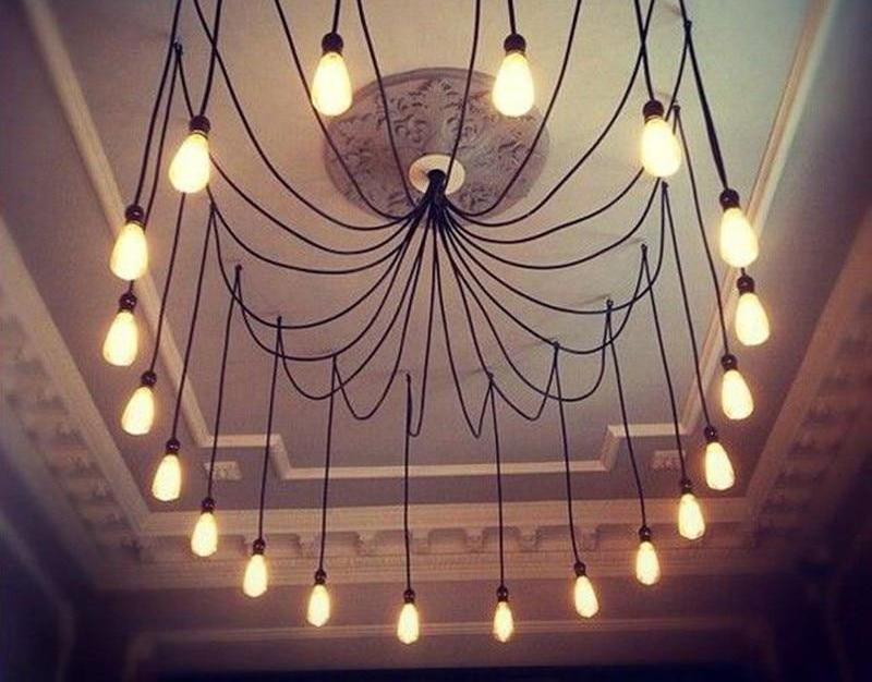 Suspension Moderne, Spider Design Réglable, 40–60W, Noir