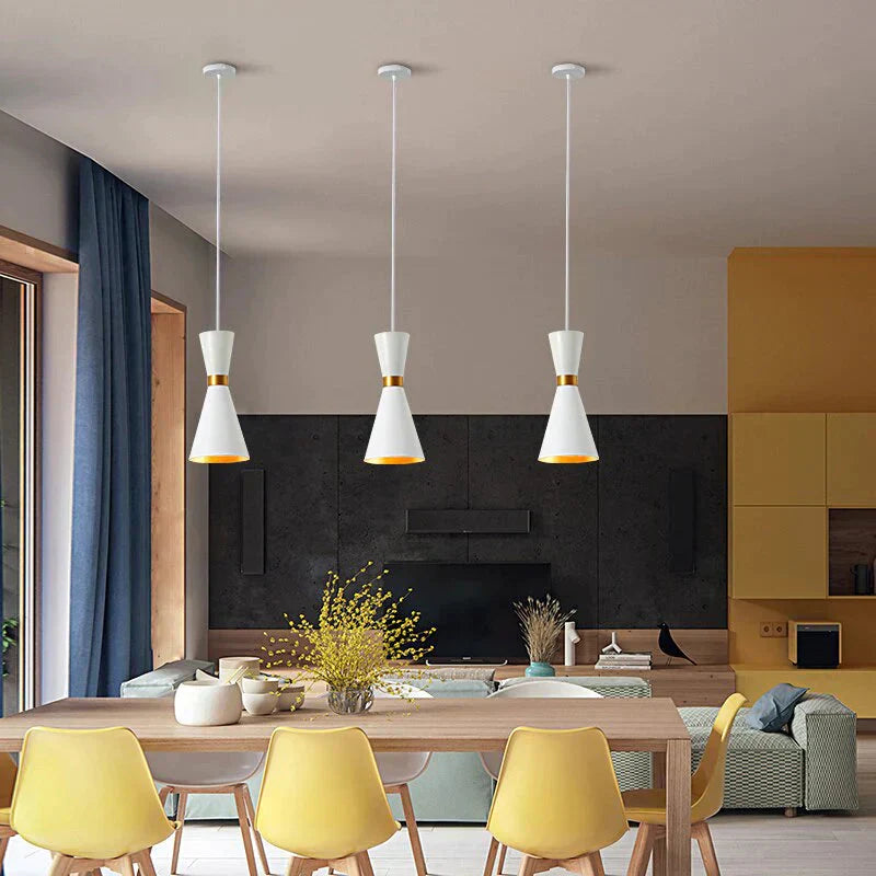 Suspension Moderne Cuisine Aluminium Blanc & Doré