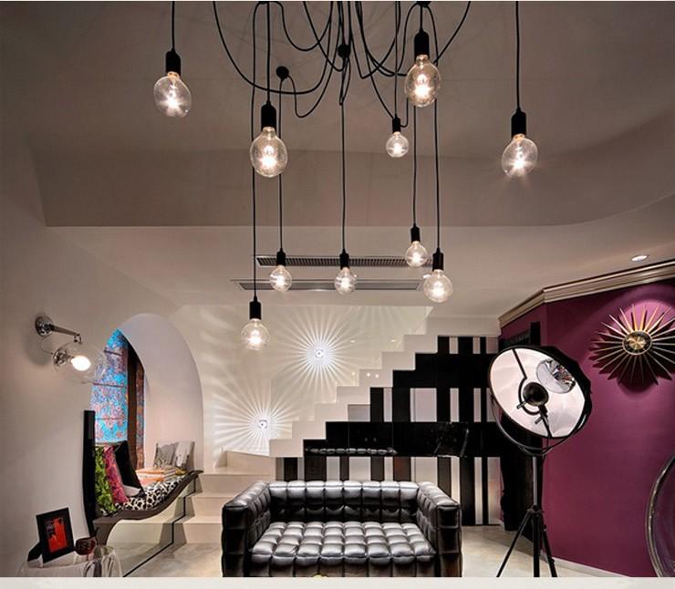 Suspension Moderne, Spider Design Réglable, 40–60W, Noir