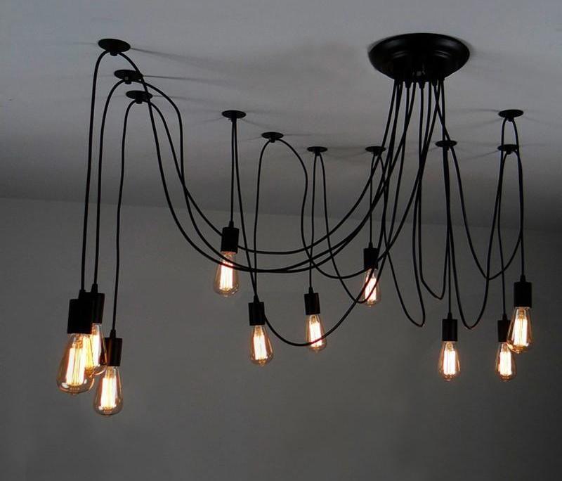 Suspension Moderne, Spider Design Réglable, 40–60W, Noir