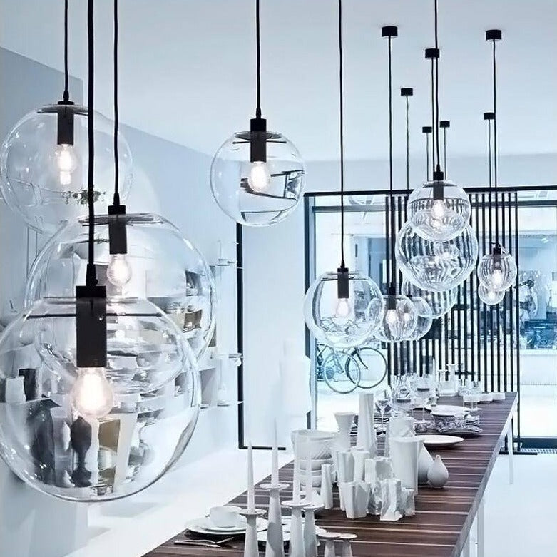 Suspension Boule Verre LED – Douille Rose Gold ou Noire