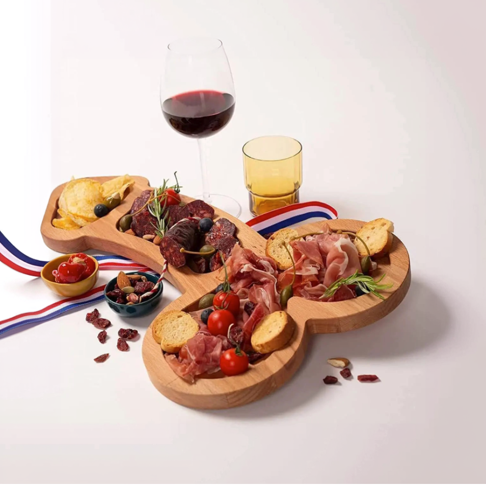 Plateau Apéritif Humour Adulte Bois, 24/40cm, Multi-Compartiments