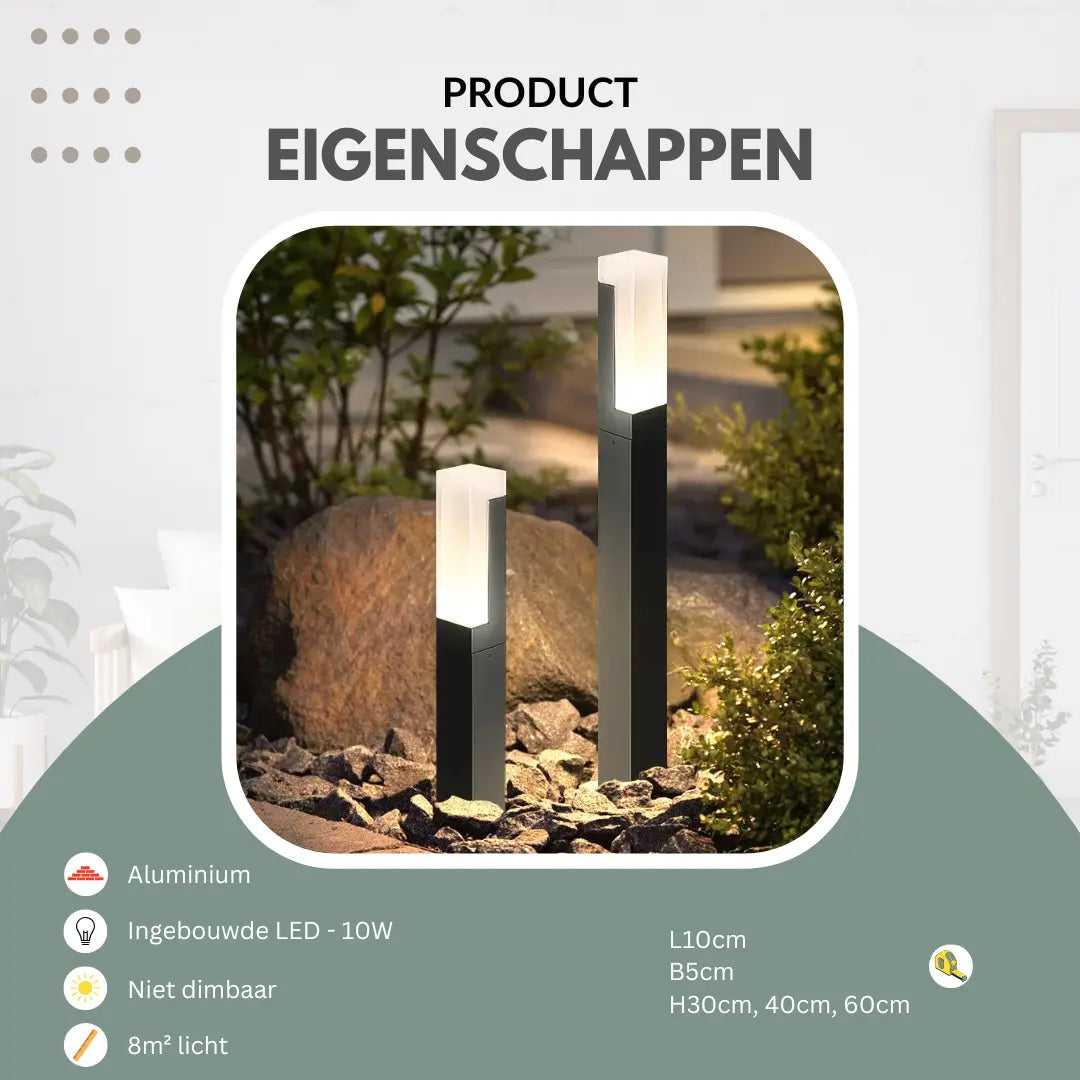 Borne Lumineuse LED Extérieure IP65 en Aluminium Noir