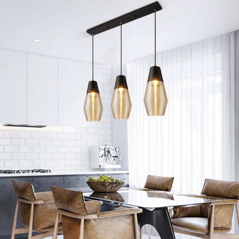 Suspension Renord, Verre Soufflé, Style Scandinave, Noir & Ambre