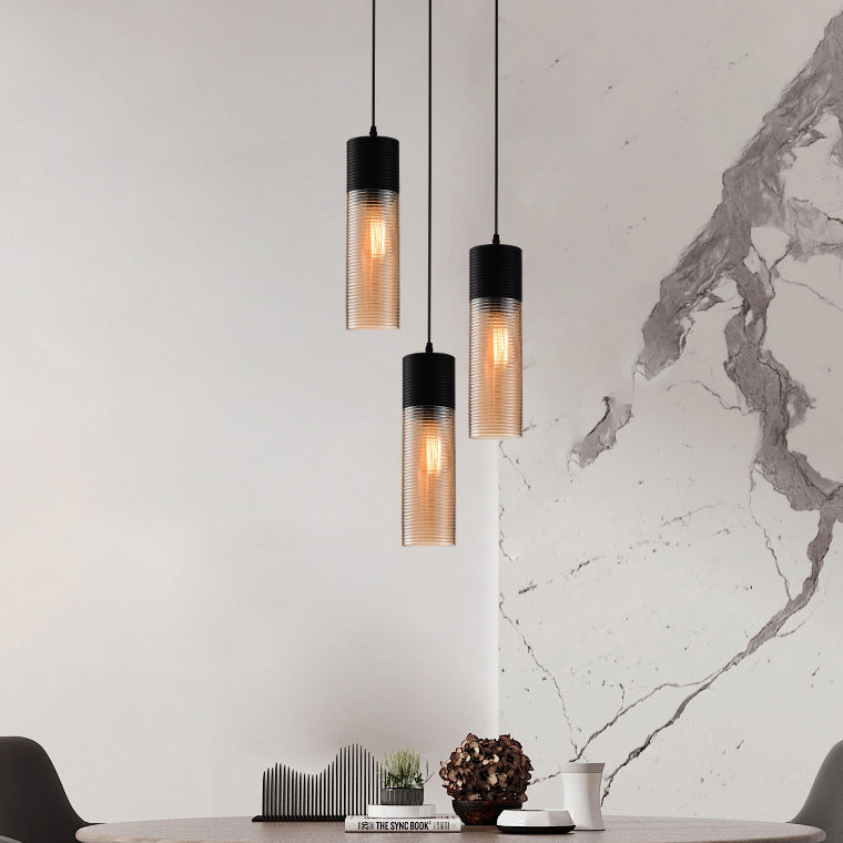 Suspension Renord, Verre Soufflé, Style Scandinave, Noir & Ambre