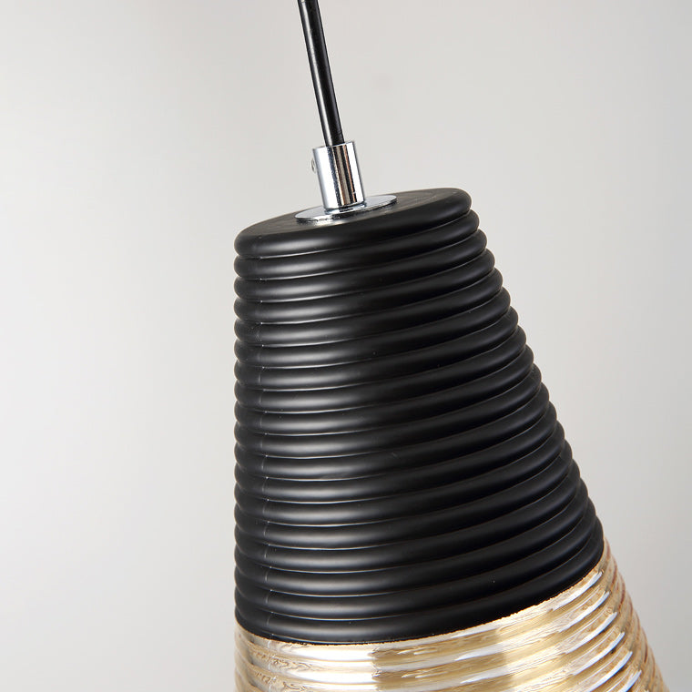 Suspension Renord, Verre Soufflé, Style Scandinave, Noir & Ambre