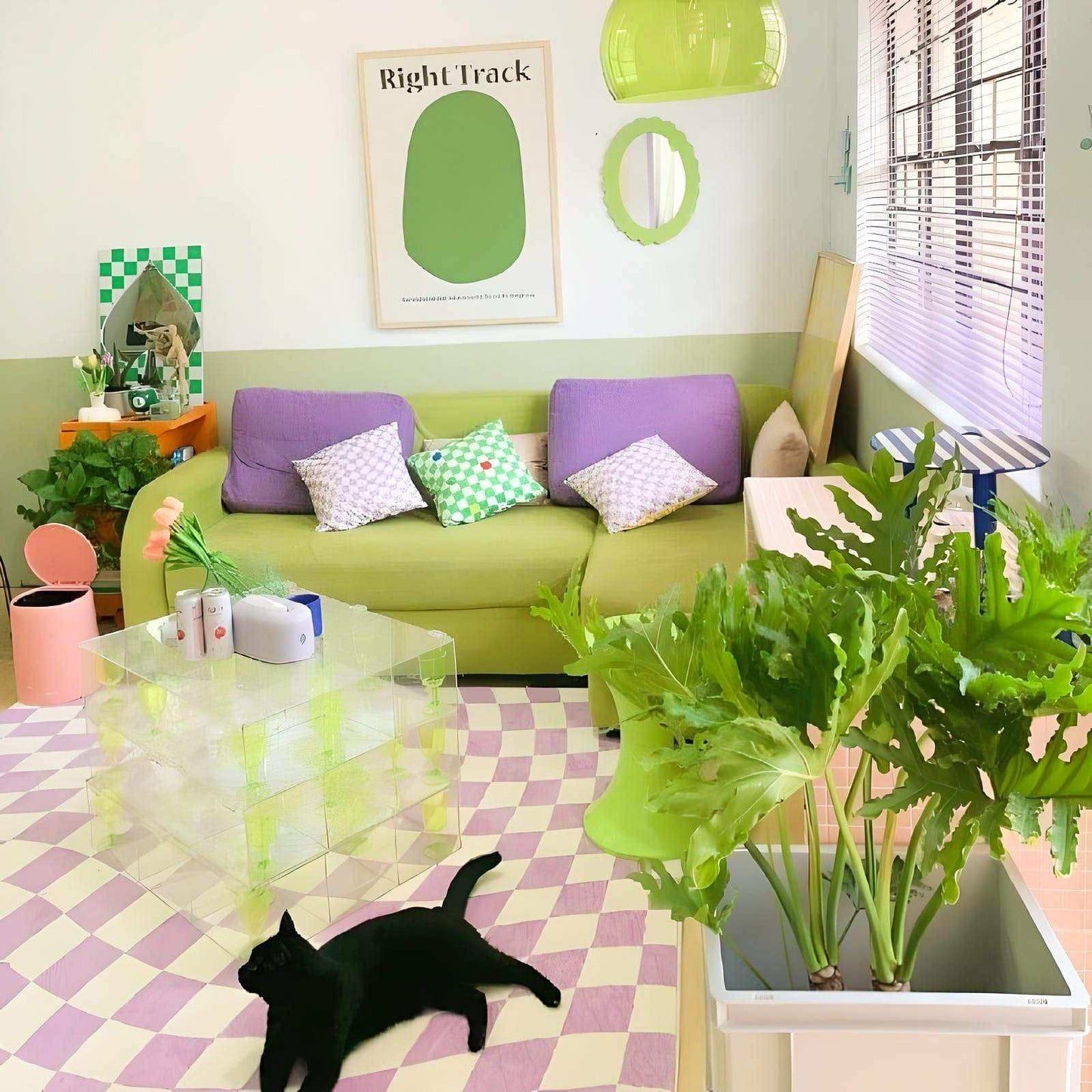 Tapis Damier Rétro Coloré – 7 Styles Antidérapants pour Salon ou Chambre