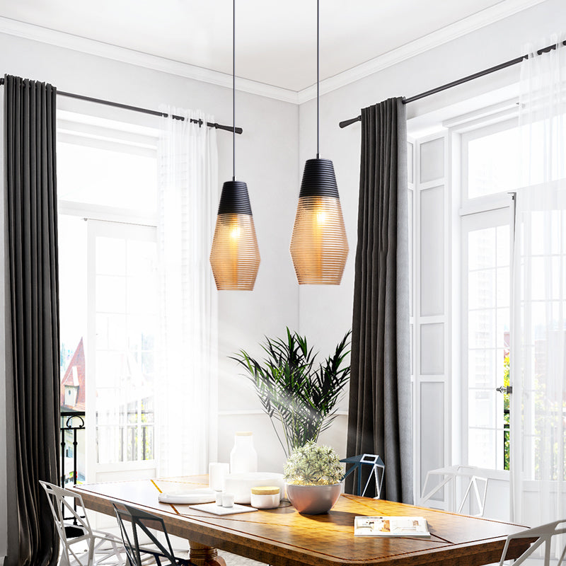 Suspension Renord, Verre Soufflé, Style Scandinave, Noir & Ambre