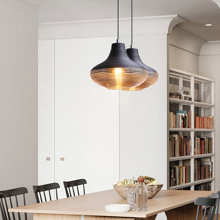 Suspension Renord, Verre Soufflé, Style Scandinave, Noir & Ambre