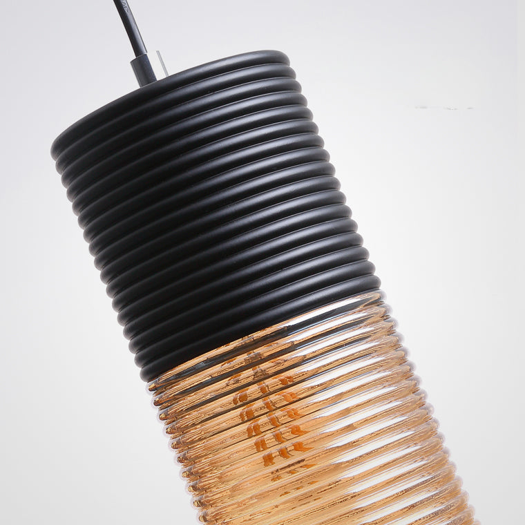 Suspension Renord, Verre Soufflé, Style Scandinave, Noir & Ambre