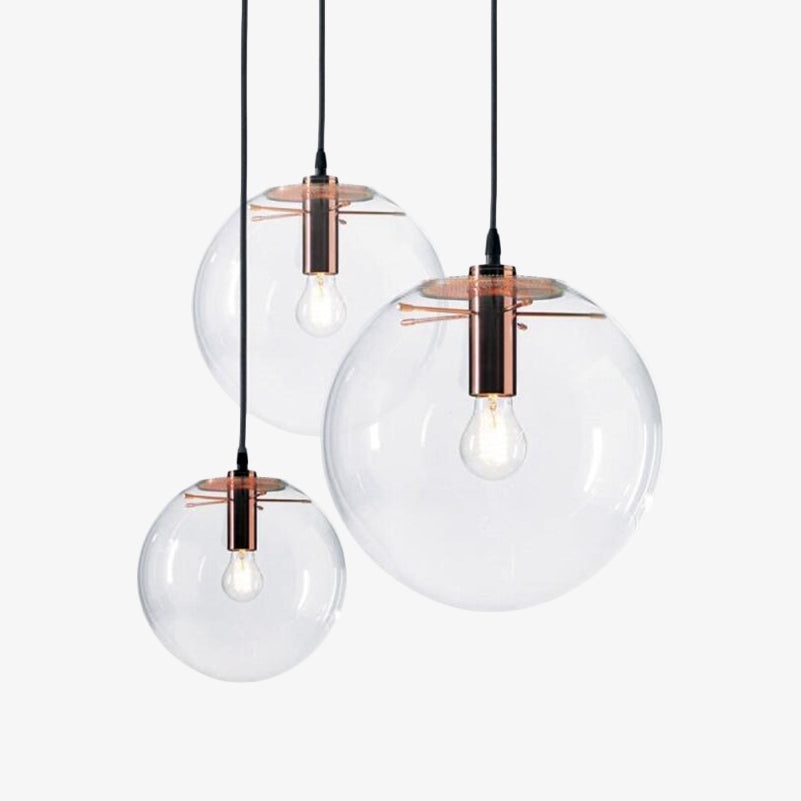 Suspension Boule Verre LED – Douille Rose Gold ou Noire