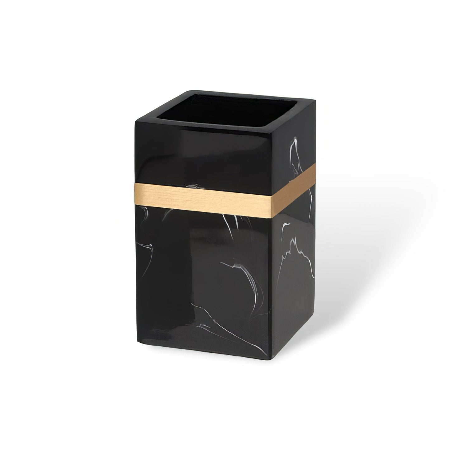 Ensemble d’Accessoires de Salle de Bain 8 Pièces – Élégance Noire et Dorée pour un Look Hôtelier