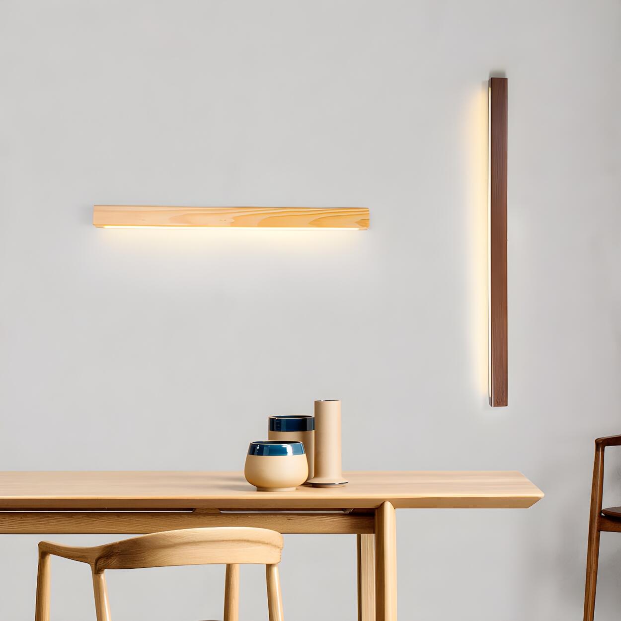 Applique Murale LED Linéaire en Bois Moderne