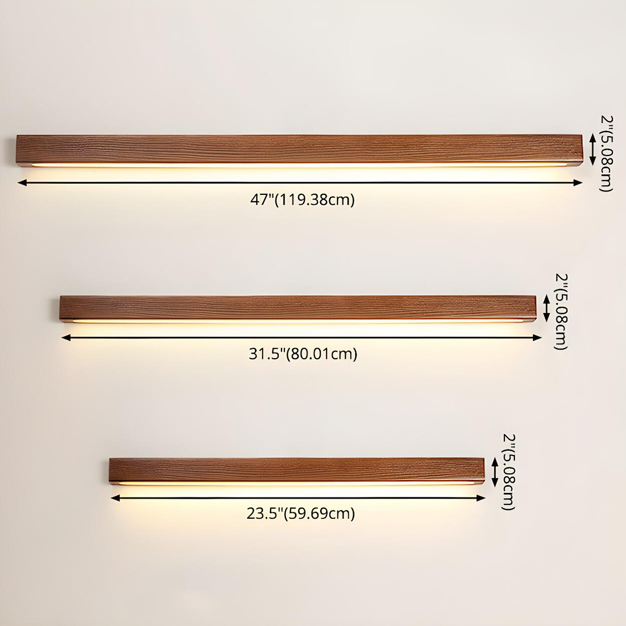 Applique Murale LED Linéaire en Bois Moderne