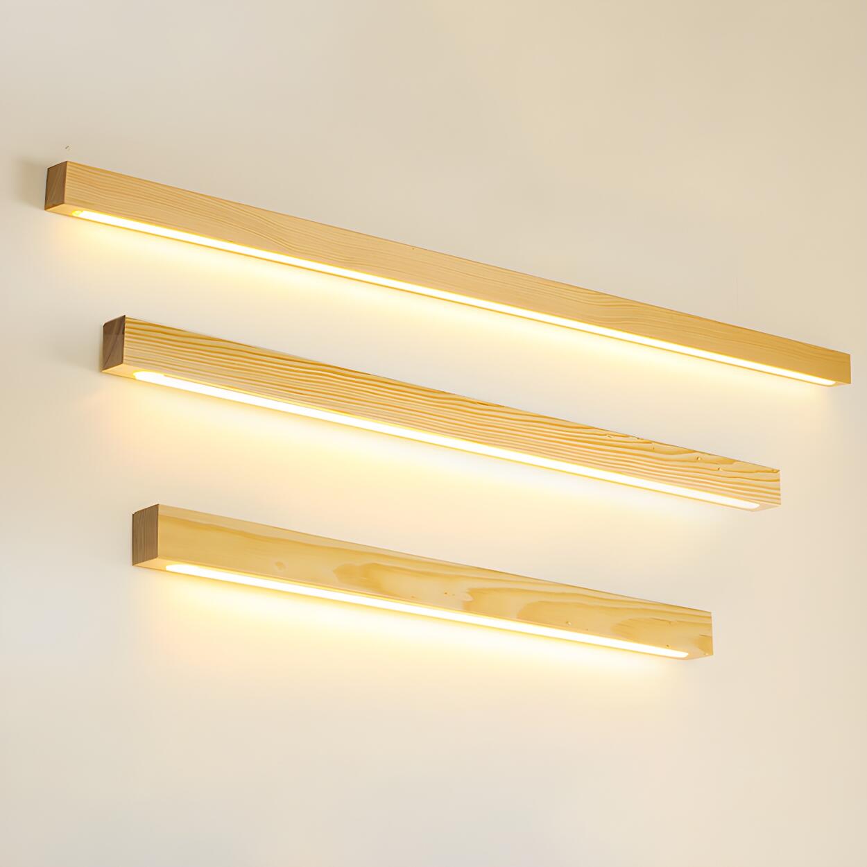 Applique Murale LED Linéaire en Bois Moderne
