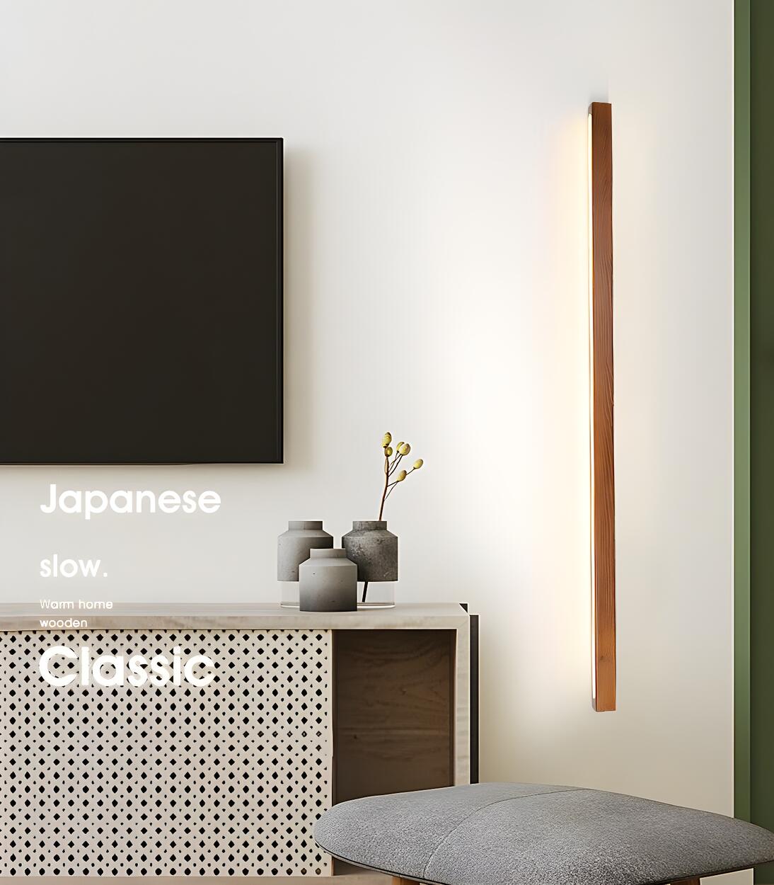 Applique Murale LED Linéaire en Bois Moderne