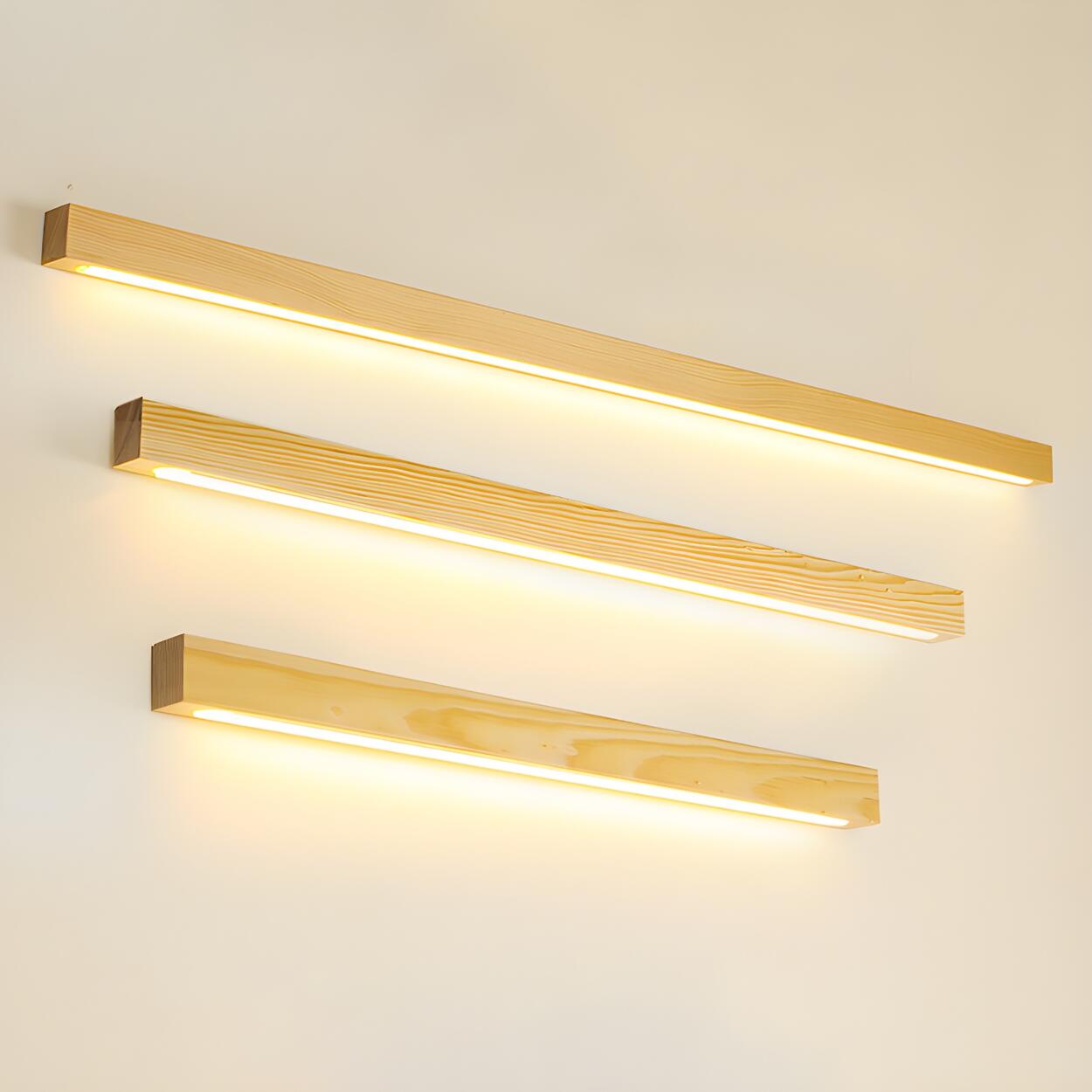 Applique Murale LED Linéaire en Bois Moderne