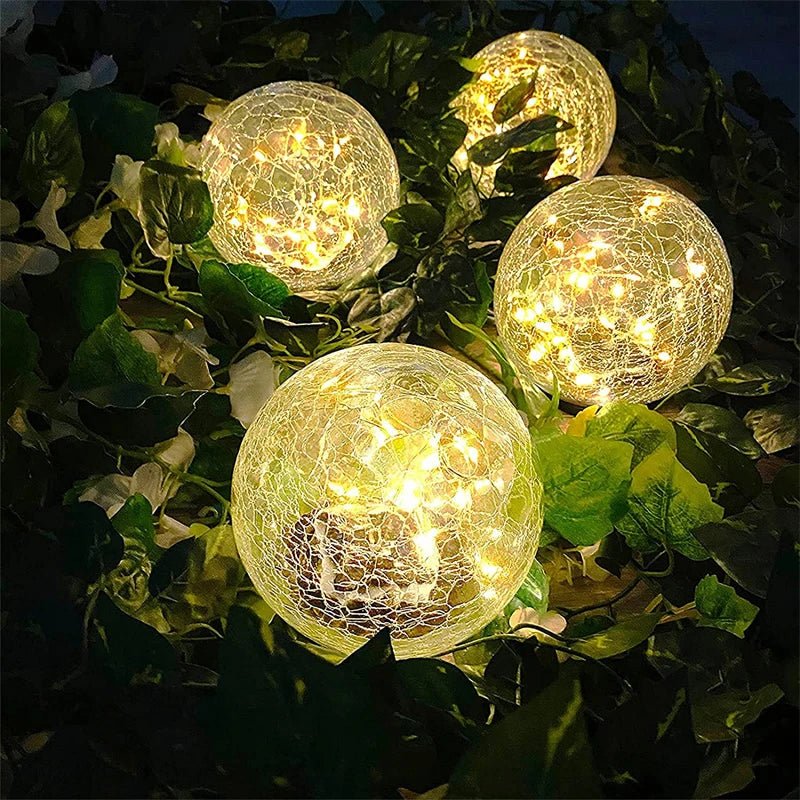 Globe Solaire en Verre Craquelé – Éclat magique pour vos soirées en extérieur