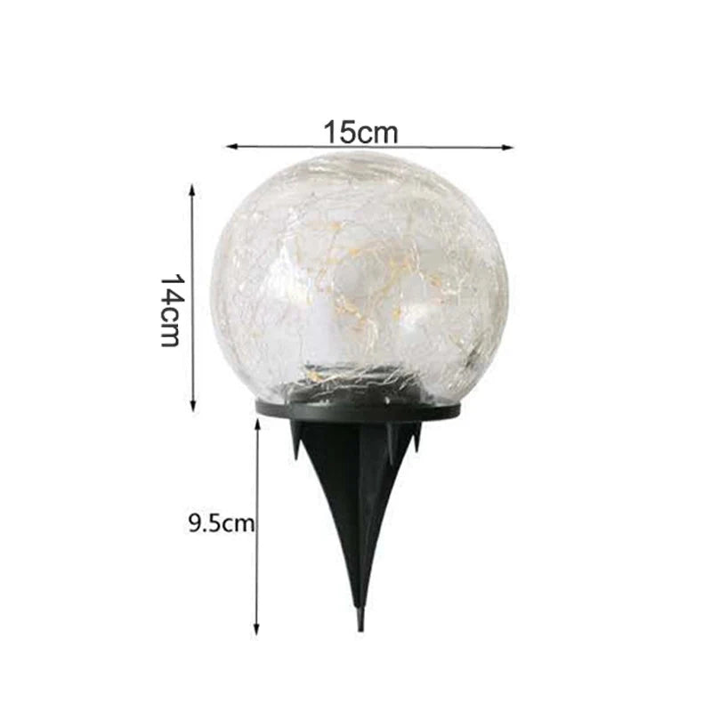 Globe Solaire en Verre Craquelé – Éclat magique pour vos soirées en extérieur