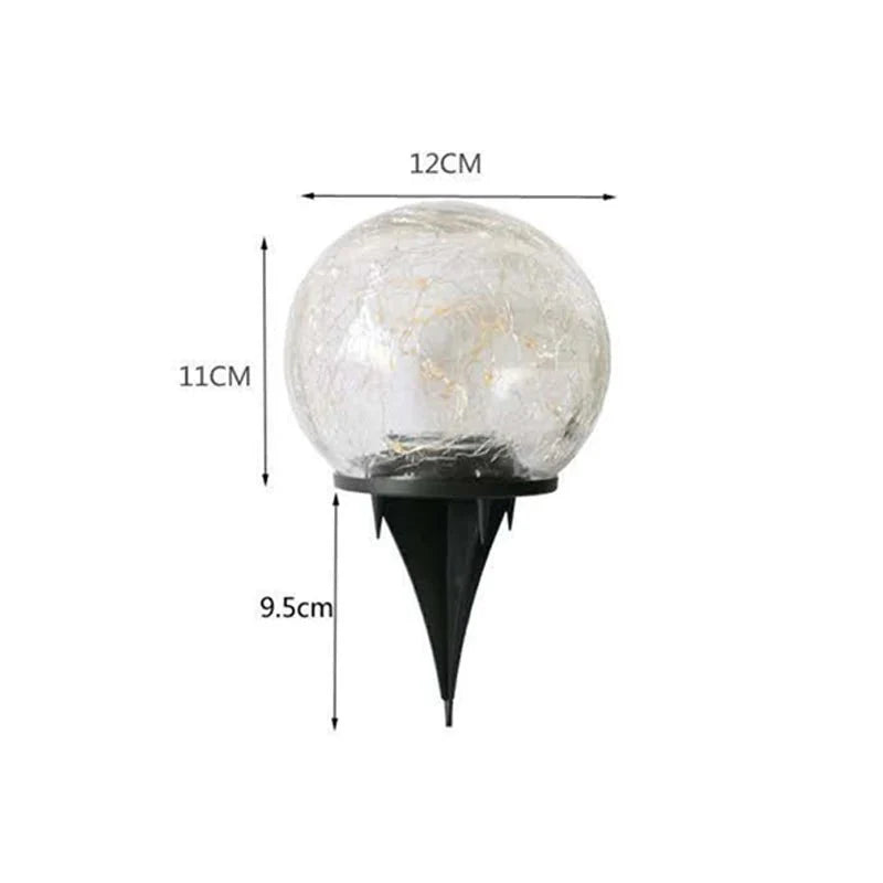 Globe Solaire en Verre Craquelé – Éclat magique pour vos soirées en extérieur