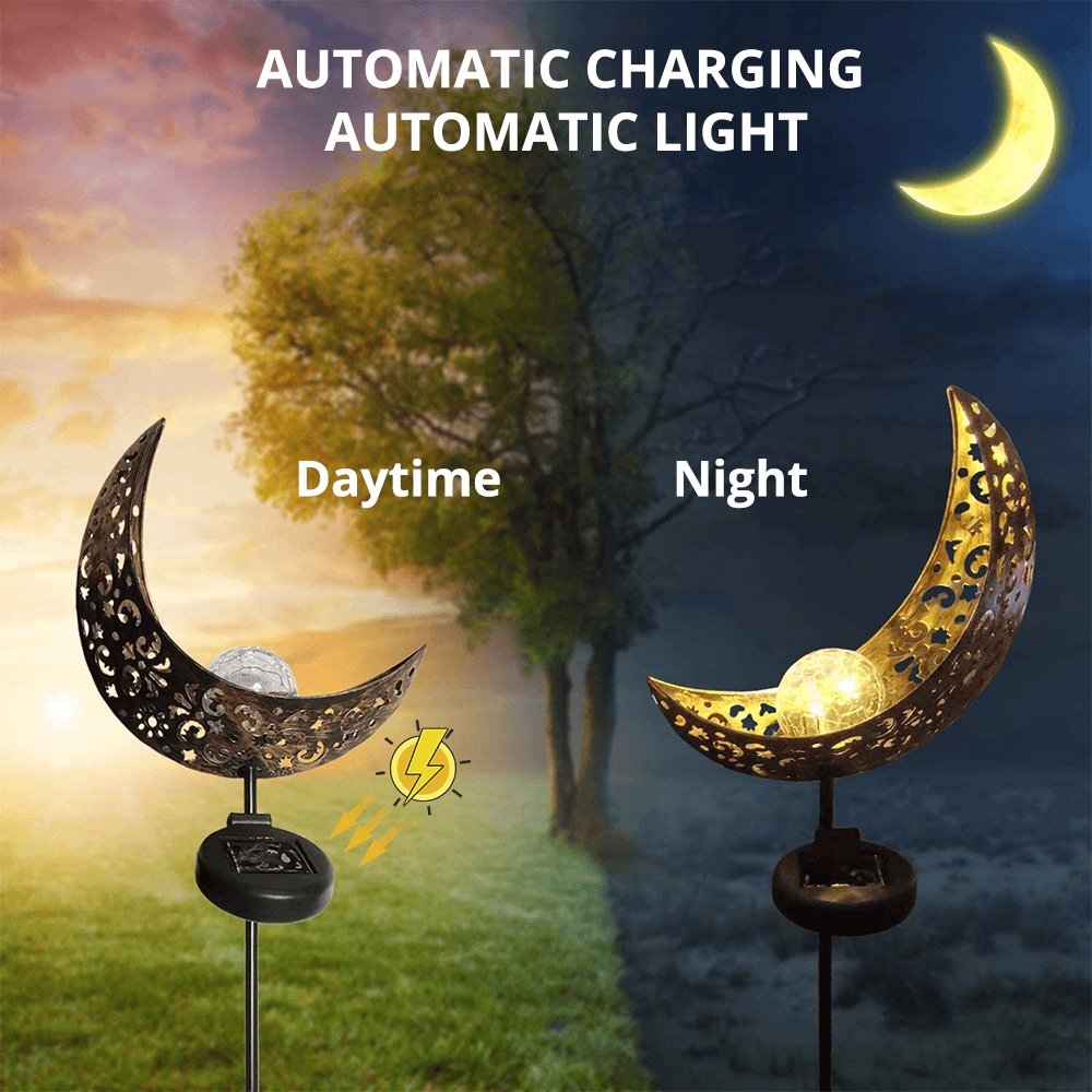 Lampe solaire extérieure demi-lune – décoration de jardin étanche