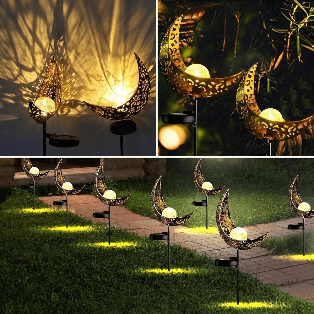 Lampe solaire extérieure demi-lune – décoration de jardin étanche