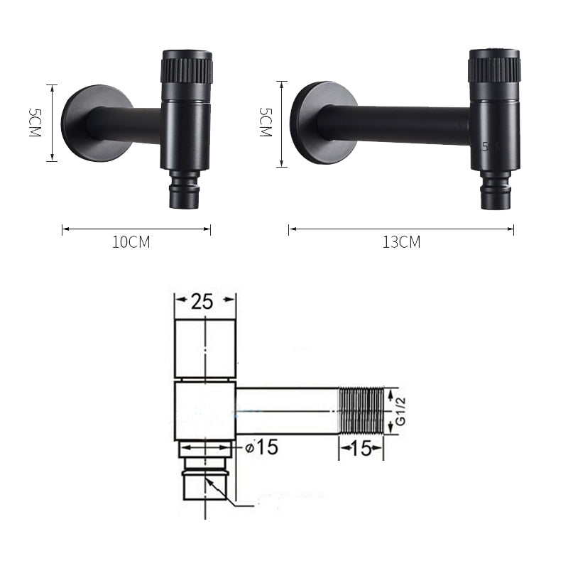 Robinet Mural Extérieur Inox 304 Noir