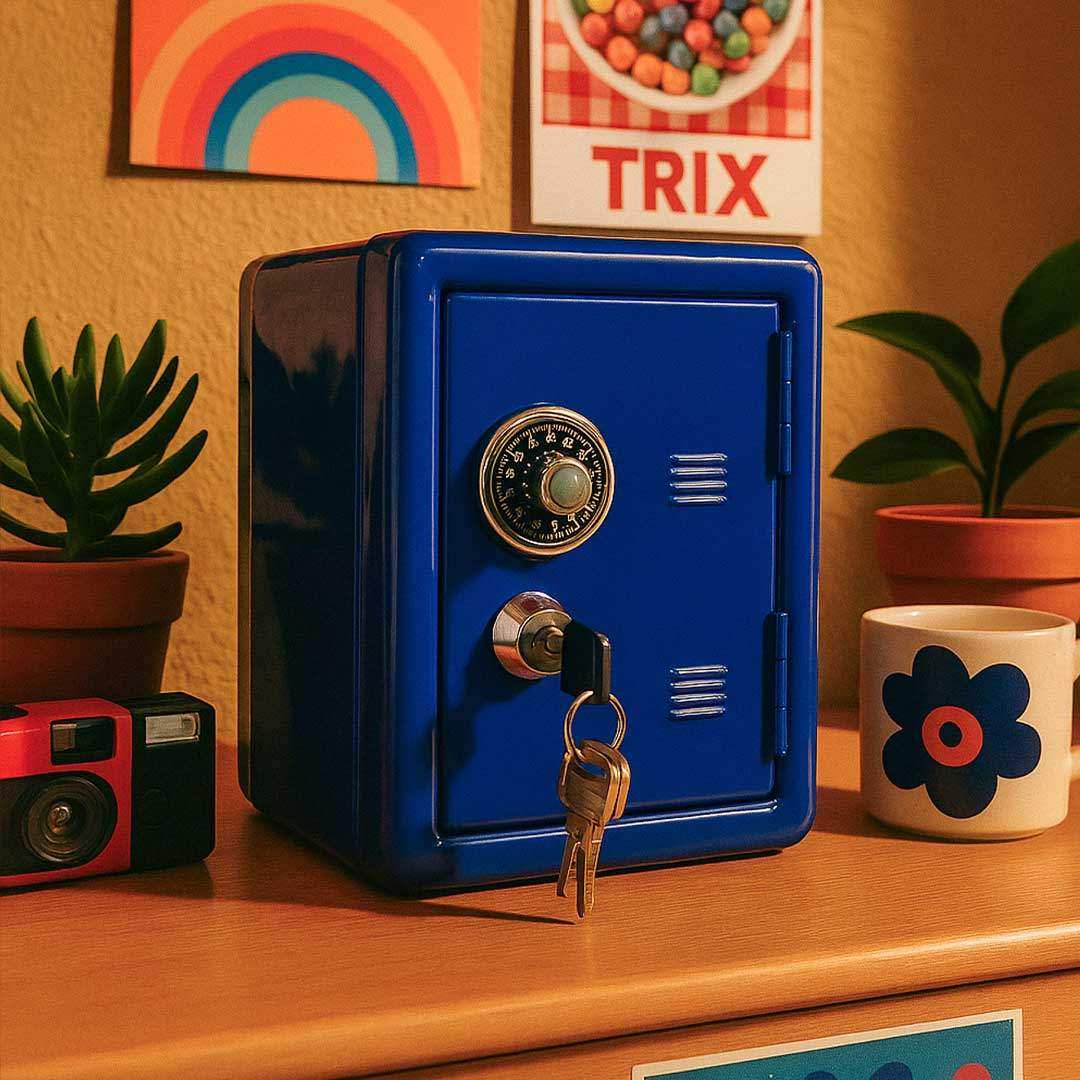 Mini Coffre de Rangement, Serrure Clé & Code, 4 Couleurs