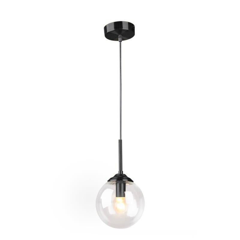 Suspension Boule Verre, Anneau Métal Doré ou Noir
