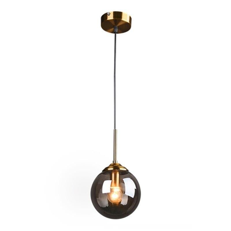 Suspension Boule Verre, Anneau Métal Doré ou Noir