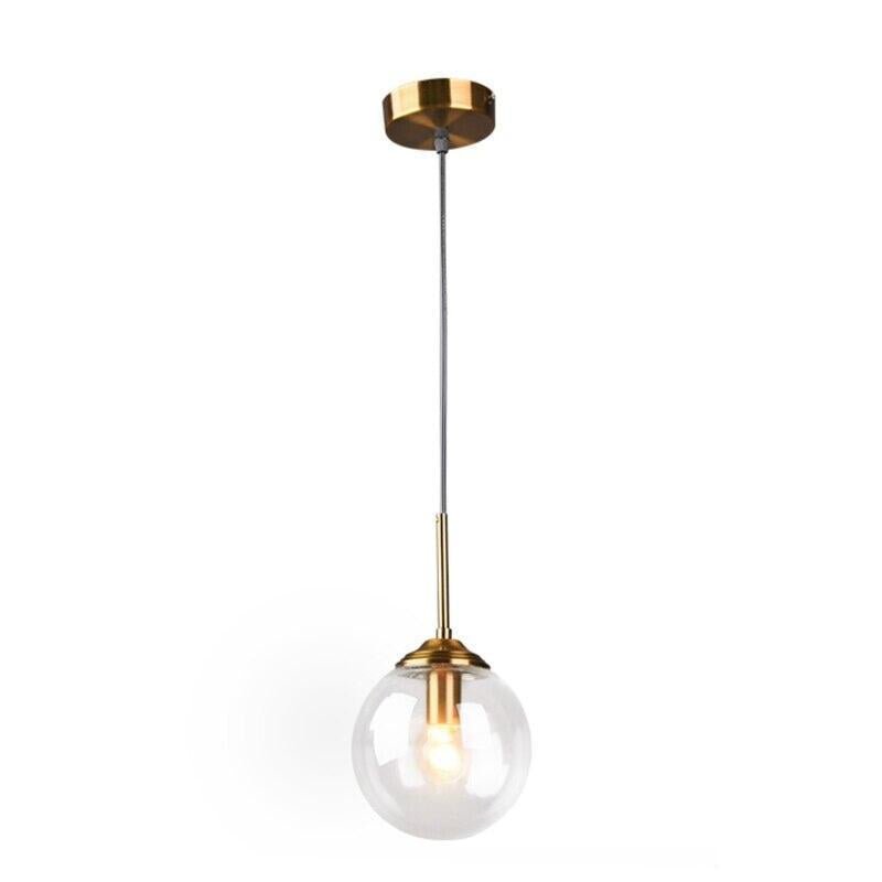 Suspension Boule Verre, Anneau Métal Doré ou Noir