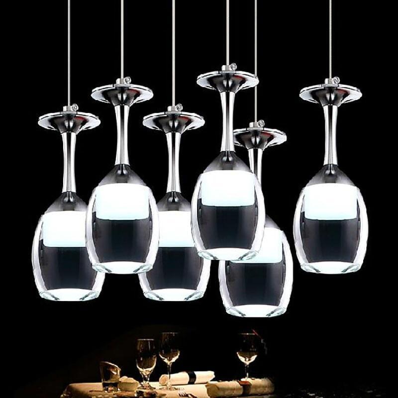 Suspension Verre à Vin LED, Hauteur Réglable, Design Bar