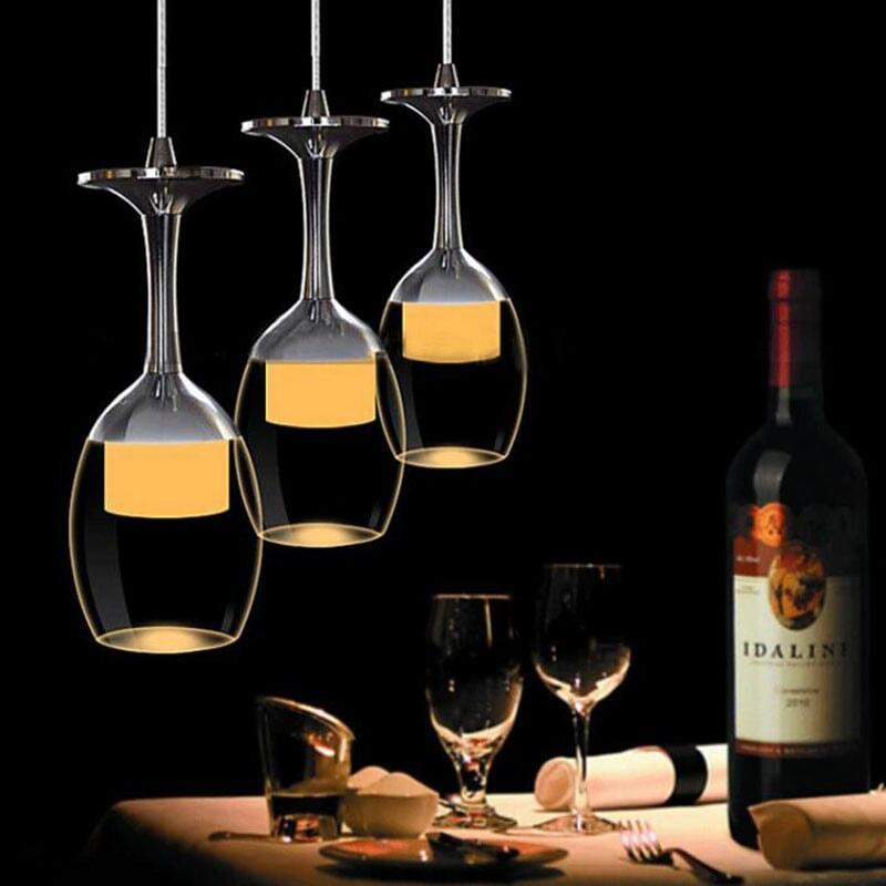 Suspension Verre à Vin LED, Hauteur Réglable, Design Bar
