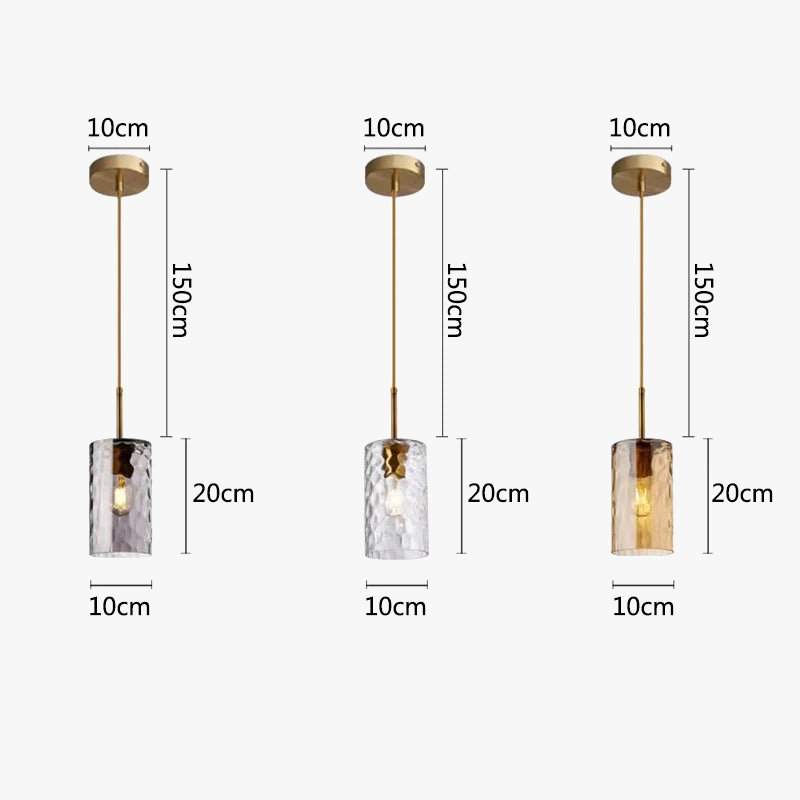 Suspension Cylindrique en Verre – Finition Dorée ou Grise