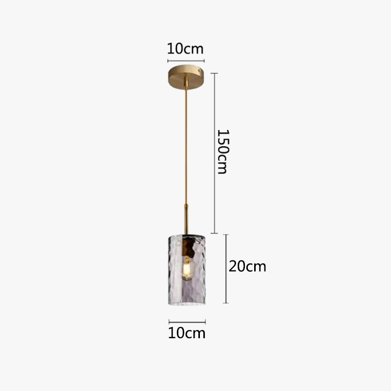 Suspension Cylindrique en Verre – Finition Dorée ou Grise
