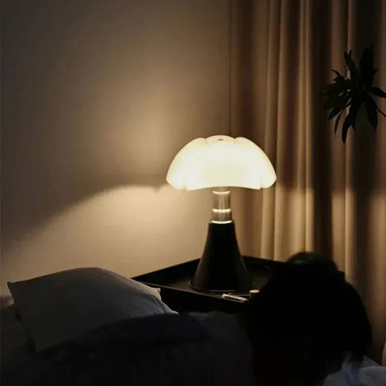 Lampe de Table LED, Design Champignon, Noir Blanc, 36cm