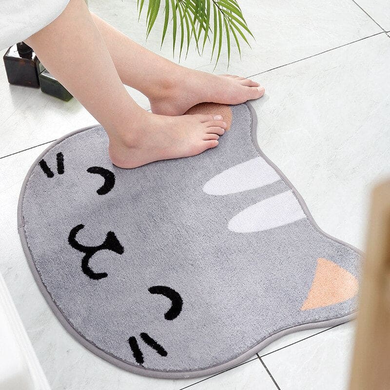 Tapis de bain antidérapant en forme de tête de chat – Doux, kawaii et absorbant