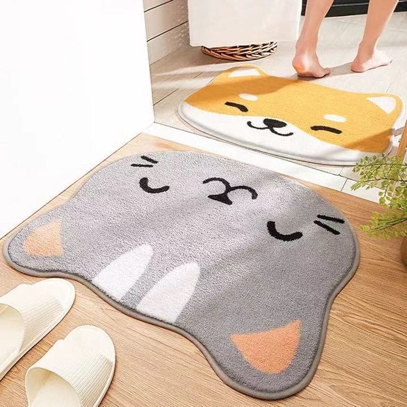Tapis de bain antidérapant en forme de tête de chat – Doux, kawaii et absorbant