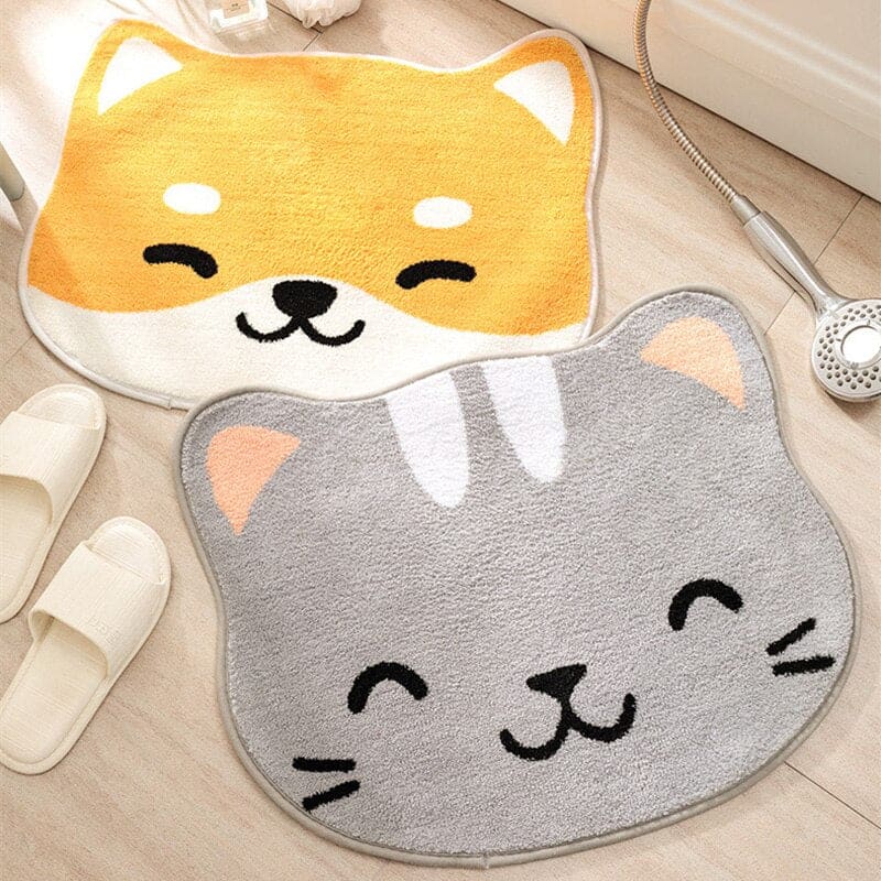 Tapis de bain antidérapant en forme de tête de chat – Doux, kawaii et absorbant