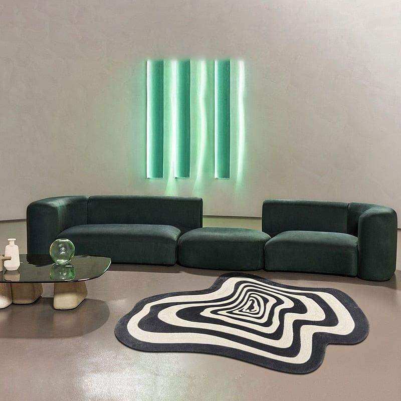 Tapis Illusion Optique Noir et Blanc – Design Moderne Antidérapant