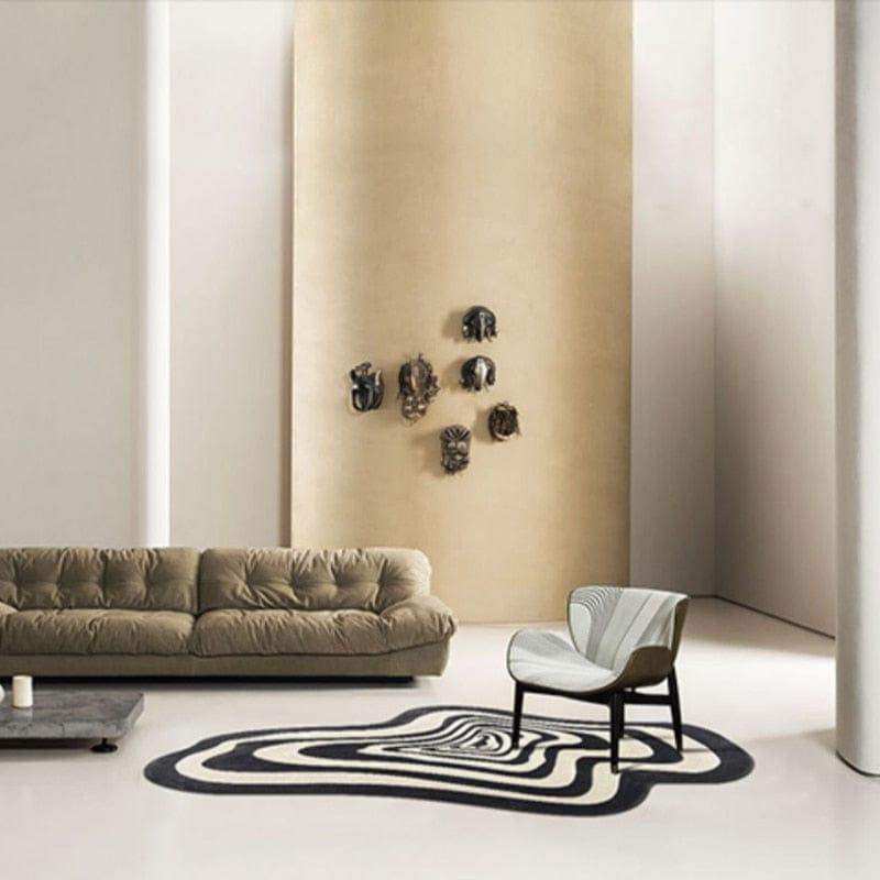 Tapis Illusion Optique Noir et Blanc – Design Moderne Antidérapant