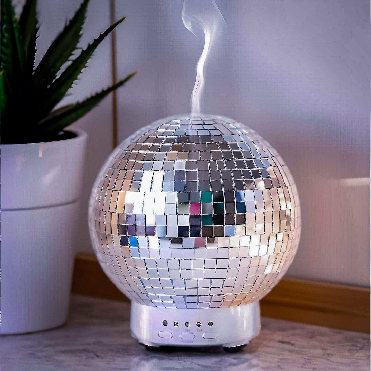 Diffuseur d’Huiles Essentielles Disco – Boule à Facettes Rotative avec Lumières LED et Brume Aromatique