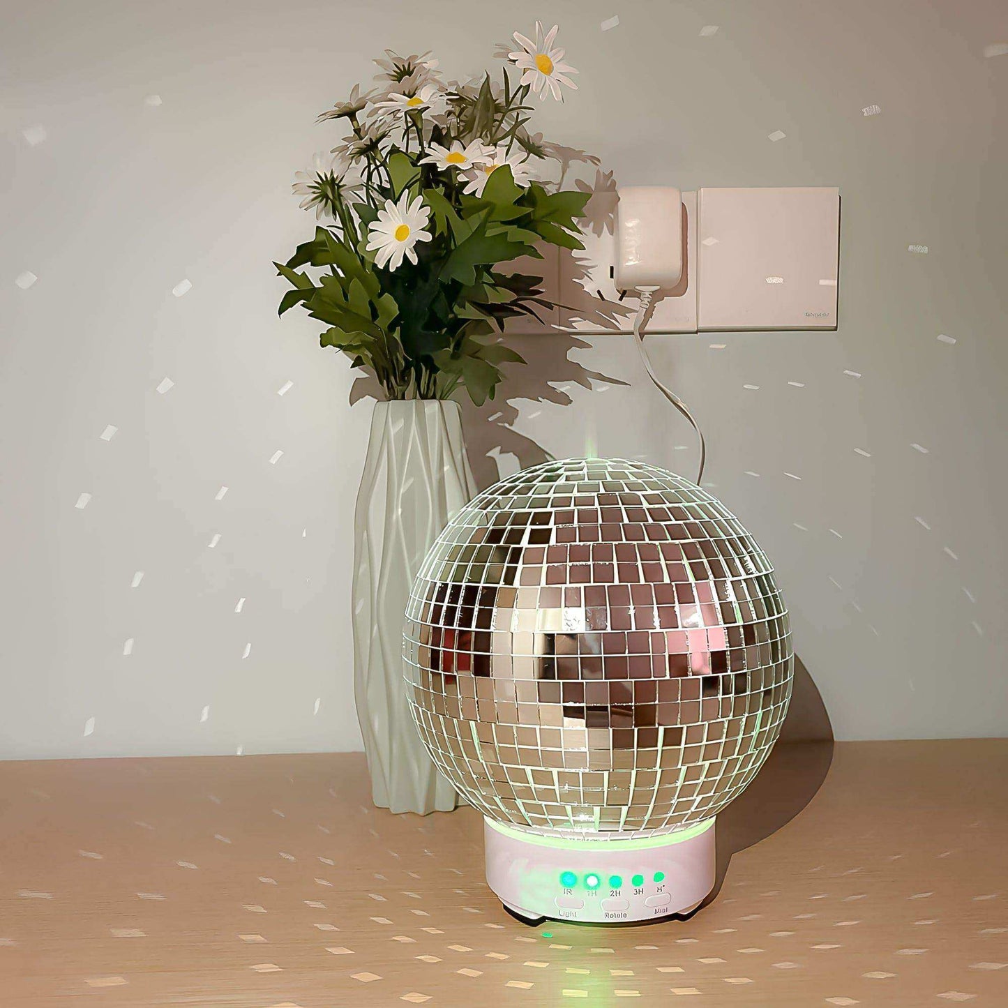 Diffuseur d’Huiles Essentielles Disco – Boule à Facettes Rotative avec Lumières LED et Brume Aromatique