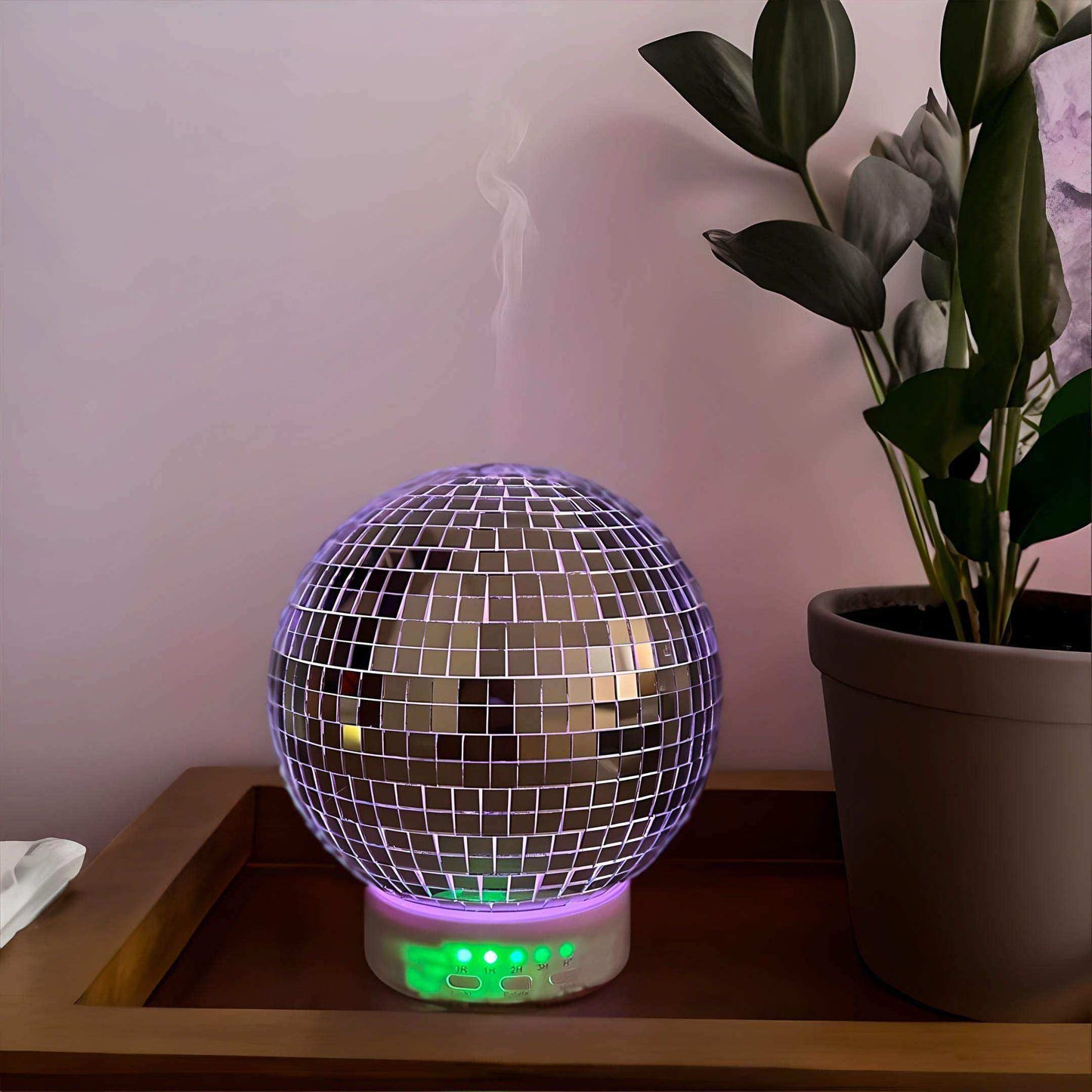 Diffuseur d’Huiles Essentielles Disco – Boule à Facettes Rotative avec Lumières LED et Brume Aromatique
