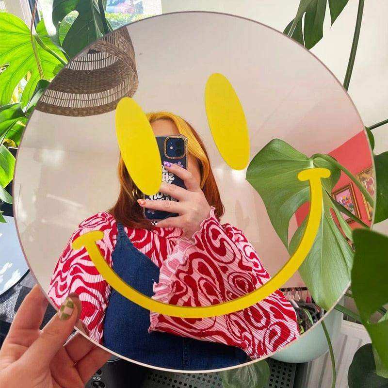 Miroir Rond Smiley, Acrylique Léger, 30cm