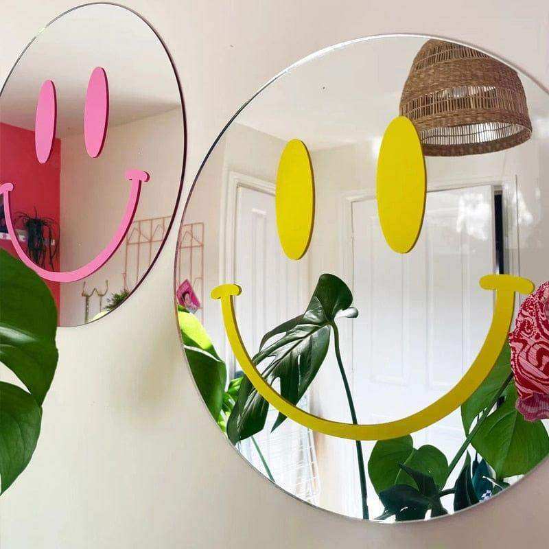 Miroir Rond Smiley, Acrylique Léger, 30cm