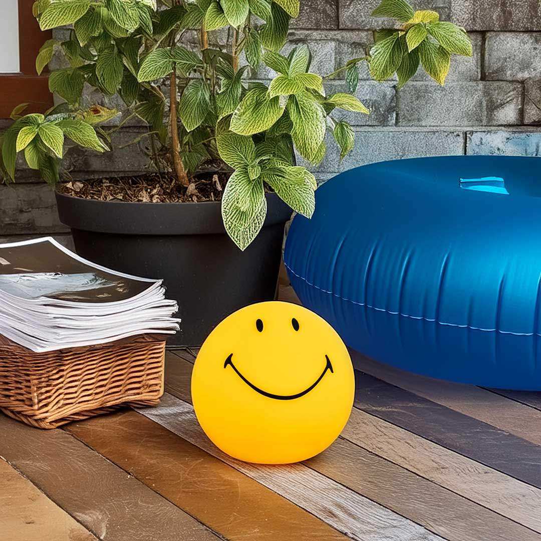 Lampe Veilleuse Smiley, LED Jaune, Tactile et Design
