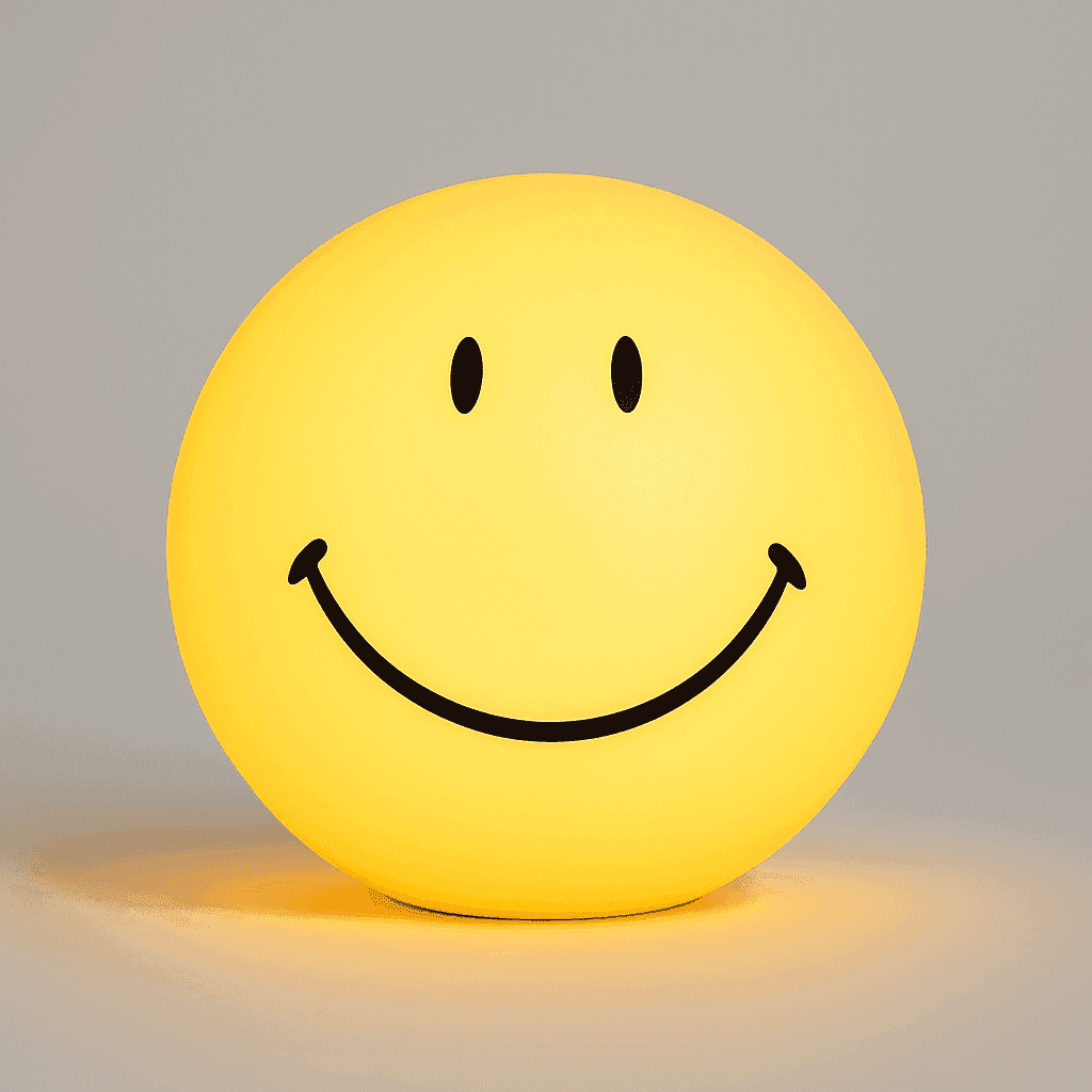 Lampe Veilleuse Smiley, LED Jaune, Tactile et Design